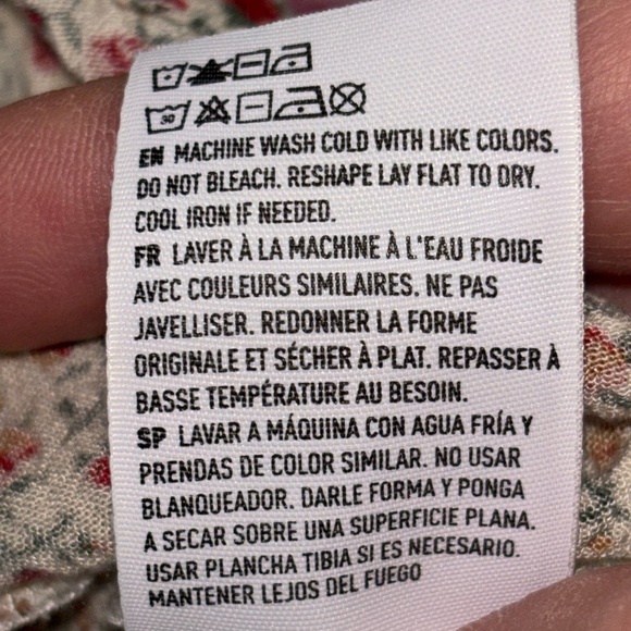 American Eagle Women’s L Boho Floral Blouse Smocked Back Cottagecore Cap Sleeve - Picture 6 of 10